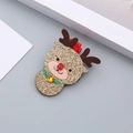 Sparkling gold reindeer hair clip with festive brown antlers and red sequin nose - Elk