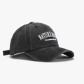 Berretto da baseball vintage in denim nero lavato con ricamo bianco Nature Mood - Regolabile / Nero