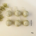 Set of 6 gold glitter yarn Christmas balls ornaments with 5cm diameter for tree decor - Gold