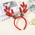 Cerchietto con corna di renna rosse glitterate e fiocchi di neve per festa di Natale - Stile 3 (Corna rosse + Fiocchi di neve)