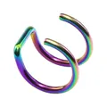 Rainbow gradient stainless steel non-pierced cartilage ear clips and U-shaped nose rings - Rainbow
