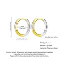 Two-tone titanium steel hoop earrings in gold and silver finish with 17mm outer diameter - 2.5*12mm / Two Colors