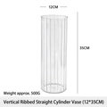 Ribbed acrylic flower vase in transparent finish, 35cm height cylinder for floral display - Vertical Striped Straight Bucket (12*35cm); Flower Bucket
