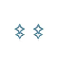 Elegant S925 sterling silver star stud earrings inlaid with turquoise stones on white base - Four-pointed Star Style (RHE1020)