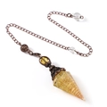 Antique silver finish resin pendulum with faceted yellow crystal and ornate copper wire - Synthetic Citrine (Antique Bronze)