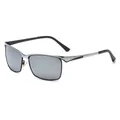 Classic silver metal frame polarized sunglasses with dark gray lenses in aviator style - Black Silver Frame Mirror Lens