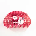 Christmas hair claw clip in red with Santa Claus and reindeer patterns for holiday hair styling - Red Santa Claus & Snowman