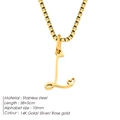 Macro shot of letter L cursive pendant with heart detail on a gold box chain - Letter L / 38+5cm / Gold