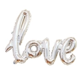 Silver metallic Love script foil balloon for romantic party decorations and engagement events - LOVE Letter Balloon / Silver