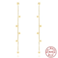 Elegant 925 sterling silver long tassel earrings with sparkling star stud and golden finish - Star Tassel Ear Threader / Gold