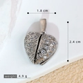 Silver heart-shaped wing pendant with micro-paved zircons and intricate vein texture - SMP54301-Silver Hollow Leaf Vein Heart Pendant