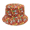 Festive Christmas bucket hat featuring colorful Santa, reindeer, and snowman patterns - M (56-58cm) / Multicolor Festive Print