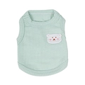 Mint green waffle knit pet vest with a cute cartoon bear patch for small dogs - Bean Green
