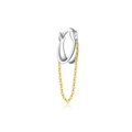 Orecchini a cerchio in argento S925 con catena pendente dorata bicolore - MME1124 / Bicolore Oro Argento - Nappa Huggie