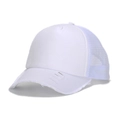 Vintage style white breathable mesh trucker hat with distressed ripped brim details - One Size / White