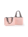 Pink paper gift bags with gray ribbon handles featuring silver Best Wishes text - Tote Bag (With Text) / Pink