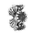 Oxidized silver bead with black gemstones in a floral crown design for DIY bracelets - Vintage U-Shape Petal