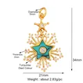 Ciondolo a stella dorato con intarsio in turchese e brillanti accenti in zircone bianco - Ciondolo Starburst in Turchese e Zirconia (M529946-Turquoise)