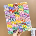 Colorful set of kids hair ties featuring cute 3D resin cartoon animals and fruit shapes - Towel Loop 100 Pieces Set OPP Bag