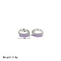 Silver hoop earrings with five purple rectangular zircons and 16mm outer diameter - Steel - Purple Zirconia