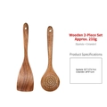 2-piece acacia wood kitchen tool set including spatula and slotted spoon for nonstick pots - Mangium Wood 2-Piece Set / Approx. 210g