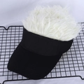 Creative black sun visor baseball cap featuring long white synthetic hair wig decoration - S(54-56cm) / Beige/White Wig