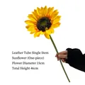 Single realistic 46cm sunflower with a 15cm flower head for home and wedding decor - Leather Stem Sunflower (70cm/15cm Diameter)
