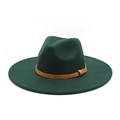 Detail of dark green wool fedora hat featuring a brown crocodile textured leather band - M (56-58cm) / Dark Green
