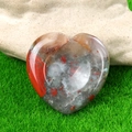 Polished bloodstone heart-shaped worry stone with red and grey mineral textures - African Blood Stone