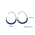 Silver geometric teardrop hook earrings with deep blue enamel inlay and dimensions - Small / Dark Blue-Silver