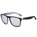 Polarized square sunglasses in matte black with geometric pattern inner arms and silver lenses - White Frame Silver Mirrored Lens / Geometric Lining