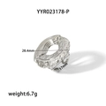 Minimalistische zilverkleurige ring met onregelmatige textuur en gewicht van 6,7g - Zilveren Lavatextuur Open Ring (YYR023178-P)