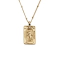 Collana dorata con pendente rettangolare, rilievo femminile e piccola pietra di zircone - 40+5cm / Rilievo Figura Femminile / Oro