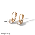 Boucles d'oreilles en acier doré 18k avec zircons de 6mm et fermoir levier classique - Style Dormeuse Zircone Française (TE6115-R)