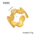 Detailansicht des goldenen Zahnradrings Y095 mit 1,07cm Breite und 2,5g Gewicht - Y095-Zahnradform Offener Ring
