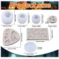 Size chart for 7-piece Halloween pumpkin and maple leaf silicone candle molds - Set 6 / White