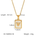 Gold plated stainless steel letter W necklace with white shell pendant and dimensions - Letter W (HC-N40052-W)