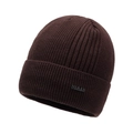Men's winter knit beanie in dark brown coffee color with warm ribbed texture - Coffee
