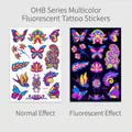 Luminous butterfly tattoo stickers with UV glow effect for parties and night clubs - Fluorescent OHB-015