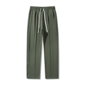 Men's loose straight-leg sweatpants in army green featuring drawstring elastic waist - Green