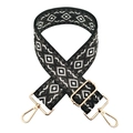 Close-up of black and grey geometric diamond weave pattern on an adjustable strap - L8-Black White Dark Grey