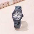Minimalist quartz watch with blue camouflage resin strap and easy-to-read dial display - Gray