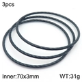 Three-piece set of black twisted cable stackable bracelets made of 18k plated titanium steel - 3-Row Black