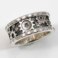 Steampunk Zahnrad Ring in Antik-Silber mit industriellen Nieten und Zahnrad-Details - US 6 / Antiksilber