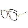 Retro aviator sunglasses with black grey gradient frames and gold metal temples - Grey Frame