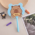 Creative blue capybara fan pen with Hello sign for students cute stationery gift - Cartoon Brown Bear Blue