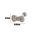 Silver bow-shaped cartilage stud with pink rhinestones, measuring 0.5cm by 0.85cm - 7# Bowknot (HSPJ093-7) / Silver