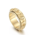 Anillo giratorio dorado con calaveras y cruces en relieve estilo punk gótico - US 7 / Dorado