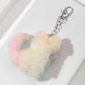 Portachiavi gatto in peluche sfumato con pelliccia sintetica e gancio in metallo argento - Forma di Gatto / Gatto Arcobaleno