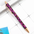 Pink and black leopard glitter retractable ballpoint pen with rose gold metal accents - Rose Red Leopard